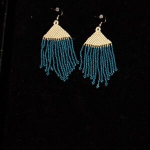Ink + Alloy Elegant Gold and Teal Beaded Earrings